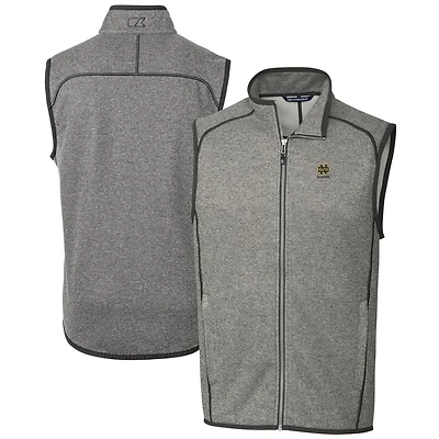 Pull en polaire à fermeture éclair intégrale pour homme, gris chiné, avec logo des anciens élèves Fighting Irish de Notre Dame, Cutter & Buck