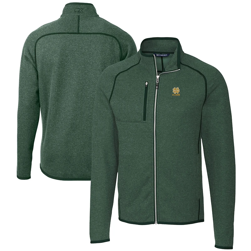 Veste en tricot zippé pour homme, coupe-vent et buck, vert chiné, avec logo des anciens élèves Fighting Irish de Notre Dame