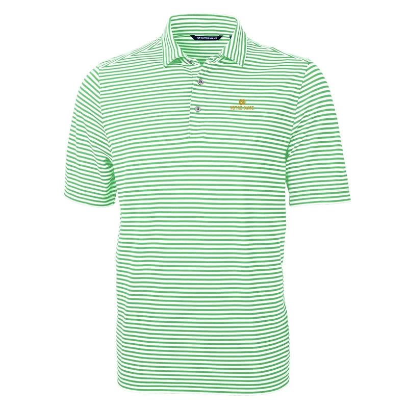 Men's Cutter & Buck Kelly Green Notre Dame Fighting Irish Virtue Eco Pique Stripe Recycled Polo