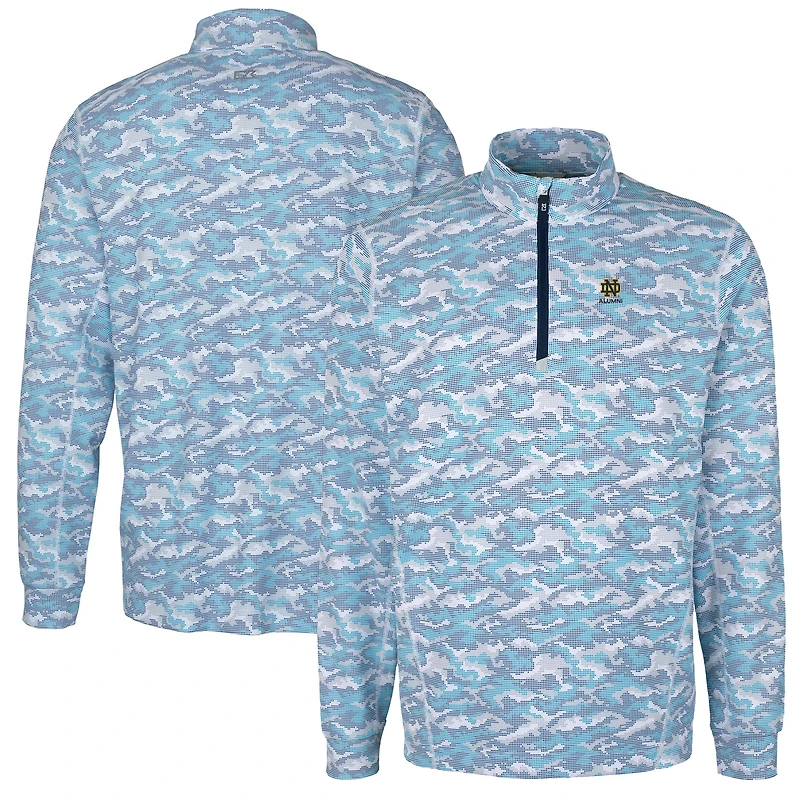 Pull-over extensible à fermeture éclair quart de tour pour homme, bleu marine, avec logo des anciens élèves Fighting Irish Notre Dame, imprimé camouflage Traverse.