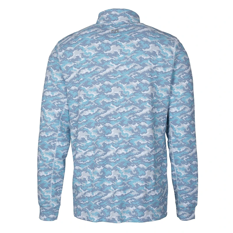 Men's Cutter & Buck Navy Notre Dame Fighting Irish Alumni Logo Traverse Camo Print Stretch Quarter-Zip Pullover Top