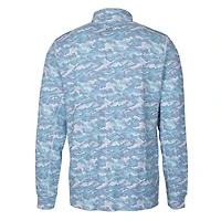 Men's Cutter & Buck  Navy Notre Dame Fighting Irish Alumni Logo Traverse Camo Print Stretch Quarter-Zip Pullover Top