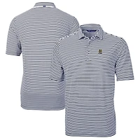 Polo recyclé à rayures écologiques en piqué écologique pour homme, bleu marine, avec logo des anciens élèves Fighting Irish de Notre Dame, Cutter & Buck
