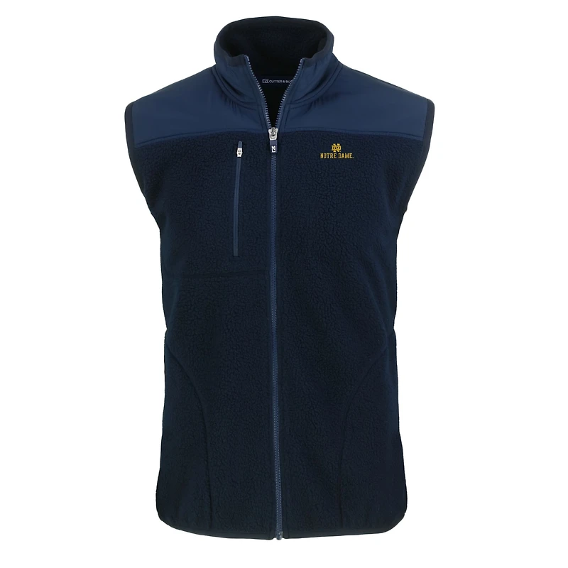 Men's Cutter & Buck Navy Notre Dame Fighting Irish Cascade Eco Sherpa Fleece Full-Zip Vest