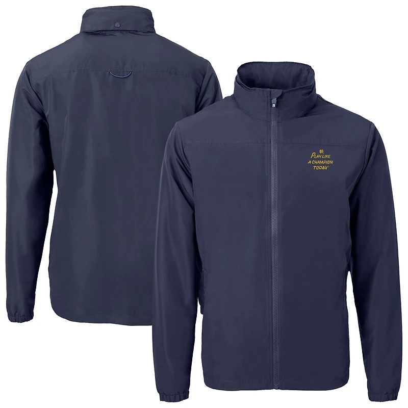 Veste à capuche entièrement zippée Charter Eco Recycled pour homme, bleu marine, Cutter & Buck, Notre Dame Fighting Irish, jouez comme un champion aujourd'hui