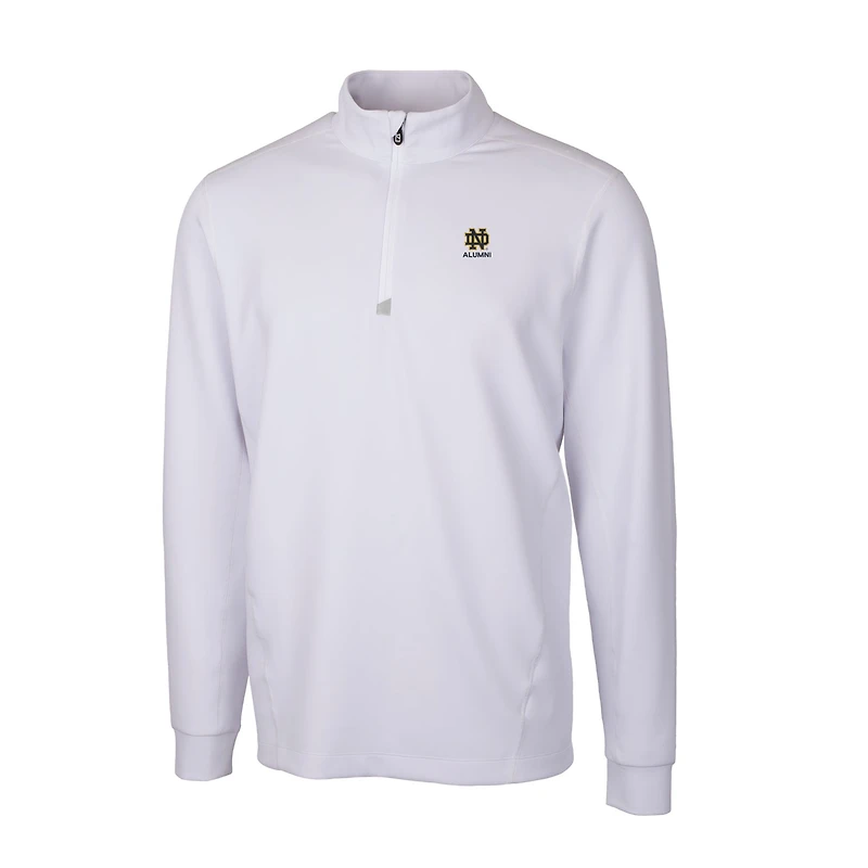 Men's Cutter & Buck  White Notre Dame Fighting Irish Alumni Logo Traverse Stretch Quarter-Zip Pullover Top