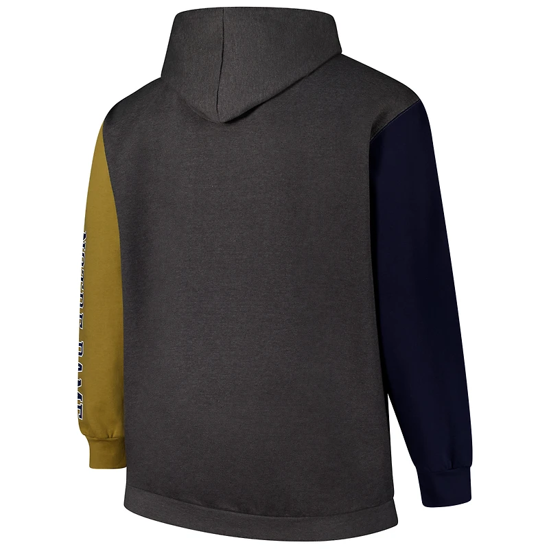 Sweat à capuche manches contrastées pour hommes Fanatics Charcoal Notre Dame Fighting Irish Big & Tall
