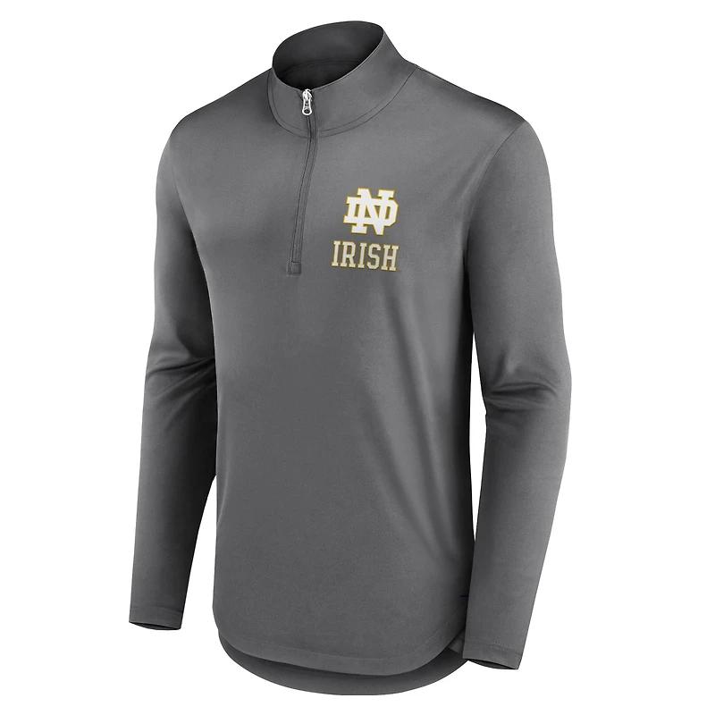 Men's Fanatics Gray Notre Dame Fighting Irish Tough Minded Quarter-Zip Top