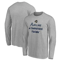 Men's Fanatics Heather Gray Notre Dame Fighting Irish Play Like A Champion Today Shamrock Long Sleeve T-Shirt