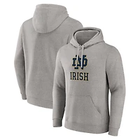 Men's Fanatics Heather Gray Notre Dame Fighting Irish Primary Logo Pullover Hoodie