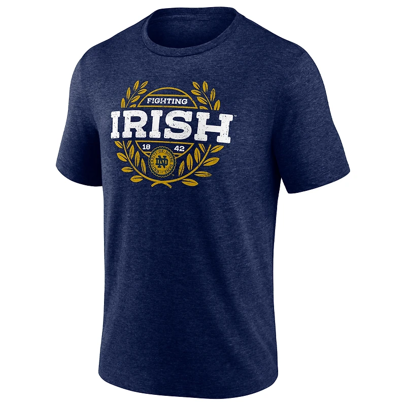 Fanatics pour hommes Heathered Navy Notre Dame Fighting Irish Old School Hometown Collection T-shirt à trois mélanges