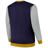 Men's Fanatics  Navy Notre Dame Fighting Irish Contrast Sleeve Large Chest Big & Tall Pullover Sweatshirt