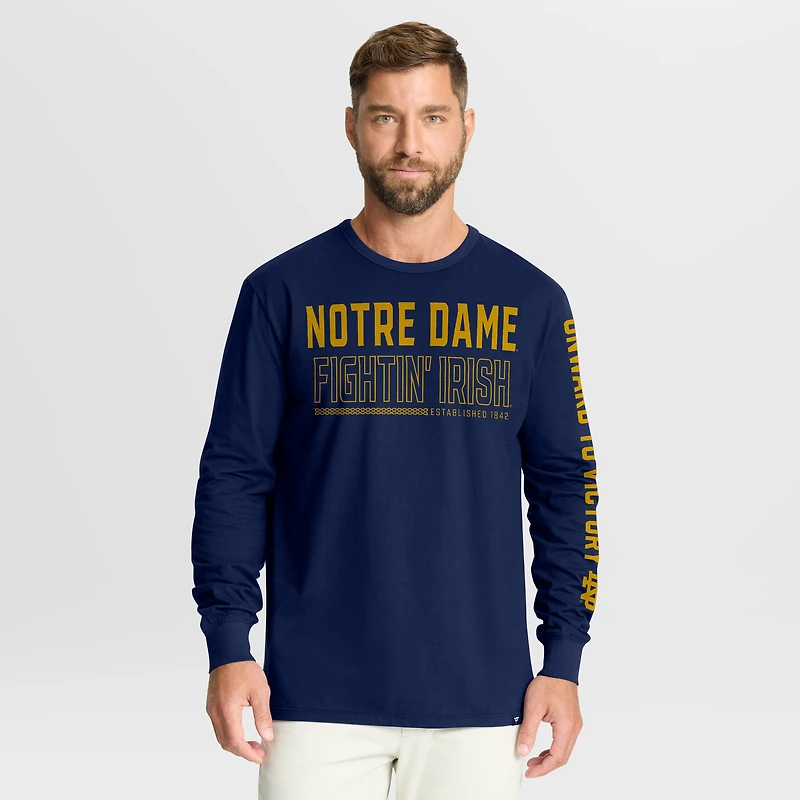 T-shirt à manches longues bleu marine pour homme, motif Fighting Irish de Notre Dame, Fuel The Fire