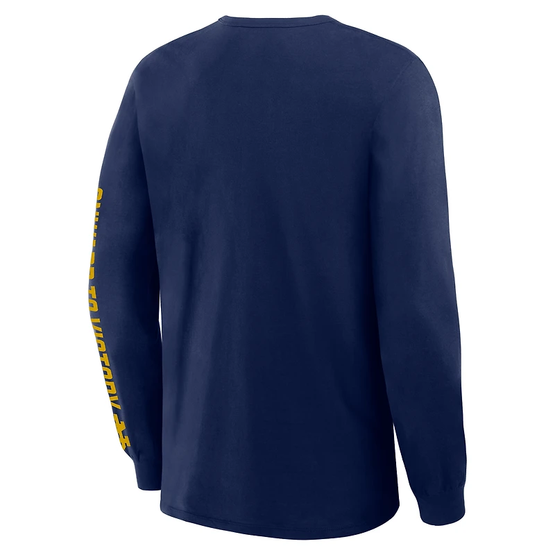 Men's Fanatics Navy Notre Dame Fighting Irish Quad Fuel The Fire Long Sleeve T-Shirt