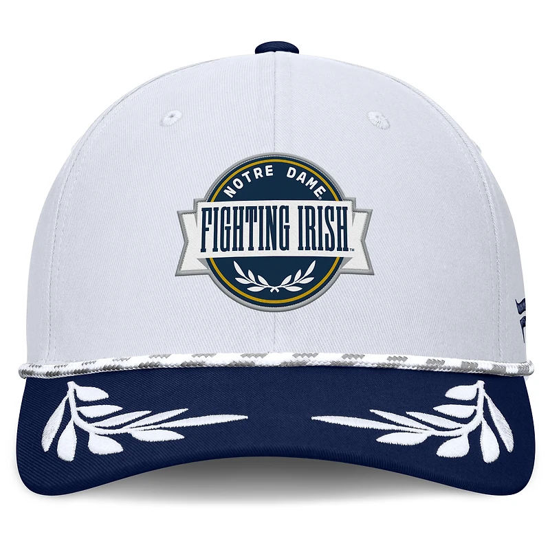 Casquette ajustable Fanatics blanche/bleu marine pour homme, motif Notre Dame Fighting Irish Admiral