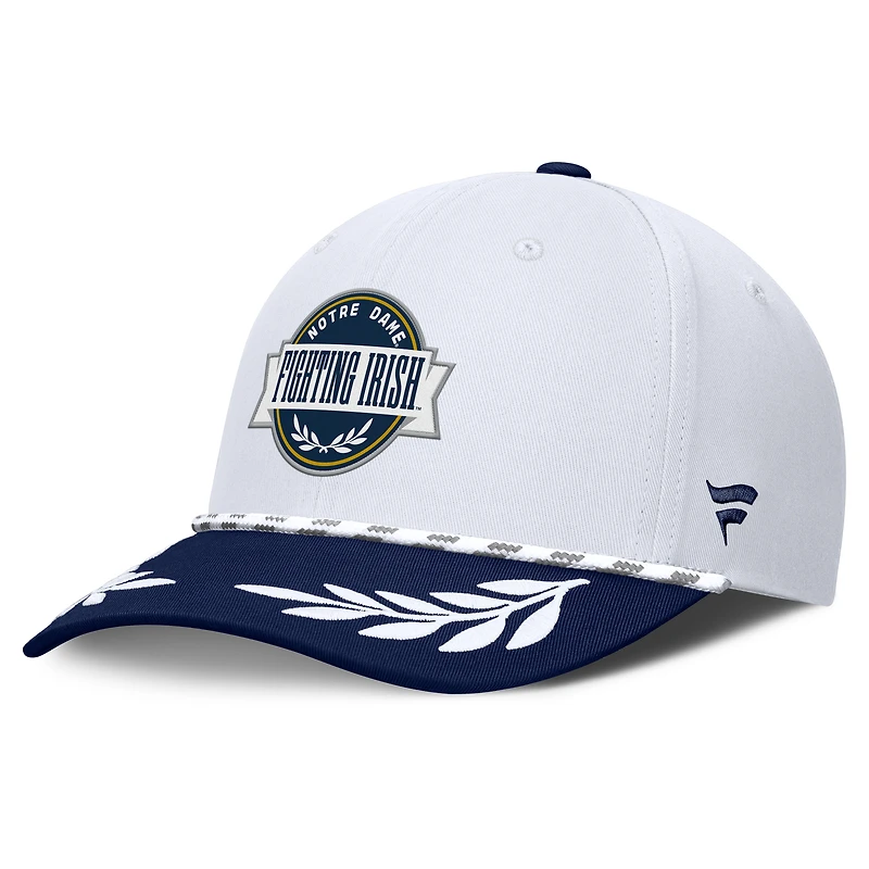 Casquette ajustable Fanatics blanche/bleu marine pour homme, motif Notre Dame Fighting Irish Admiral