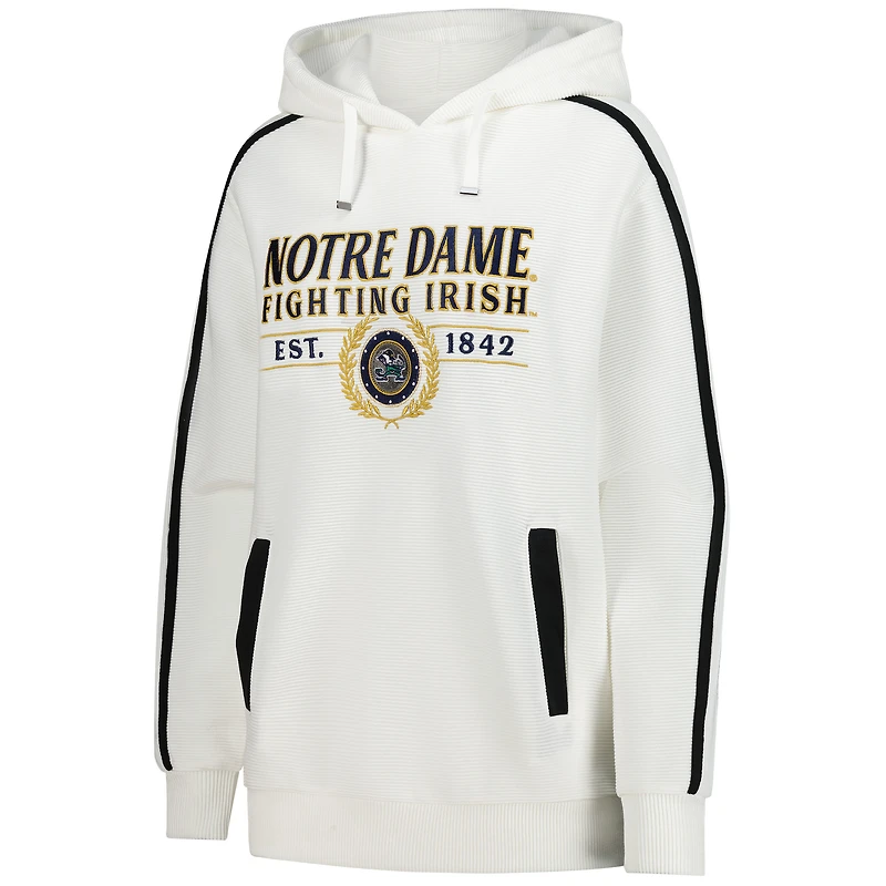 Men's Gameday Couture Cream Notre Dame Fighting Irish Down, Set, Go Hoodie and Shorts Lounge Set