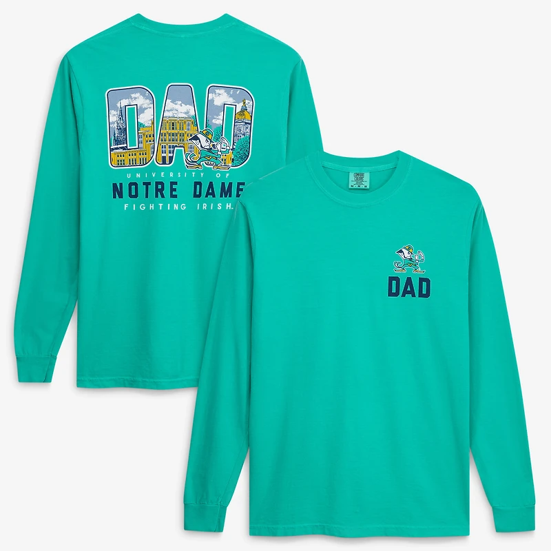 Men's Green Notre Dame Fighting Irish Father's Day Campus Drawing Long Sleeve T-Shirt
