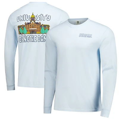 Men's Image One Light Blue Notre Dame Fighting Irish Frosted Dreams Comfort Colors Long Sleeve T-Shirt