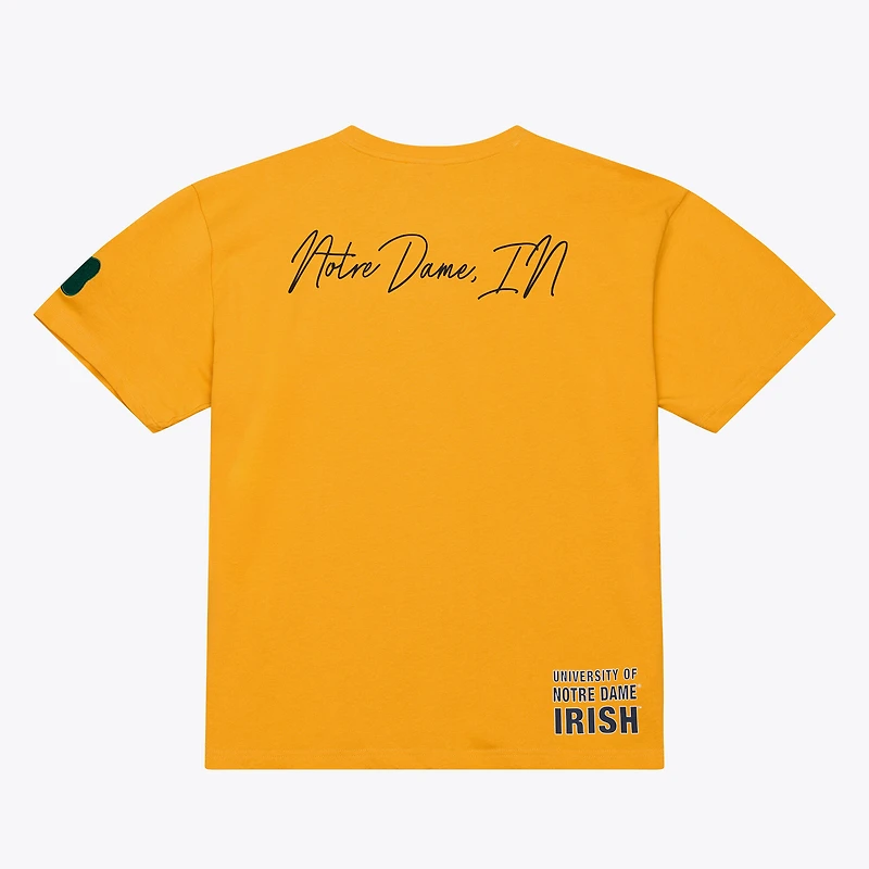 Men's Mitchell & Ness Gold Notre Dame Fighting Irish Double Clutch Premium T-Shirt