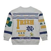 Men's Mitchell & Ness Heather Gray Notre Dame Fighting Irish All Over Print Sweatshirt