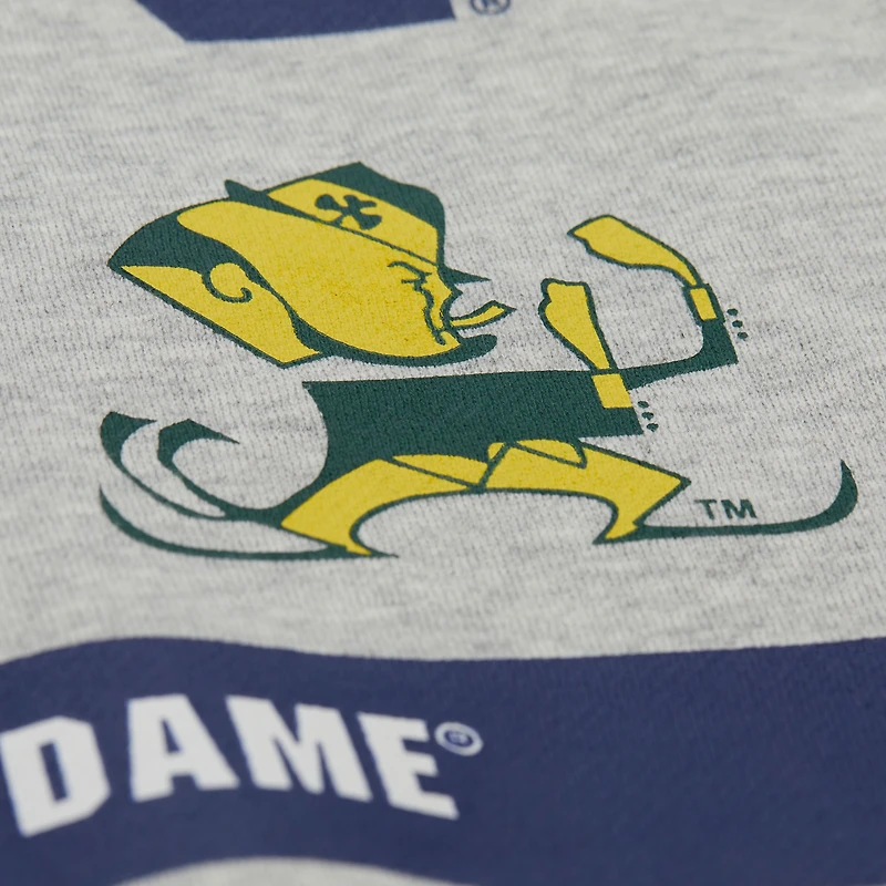 Men's Mitchell & Ness Heather Gray Notre Dame Fighting Irish All Over Print Sweatshirt