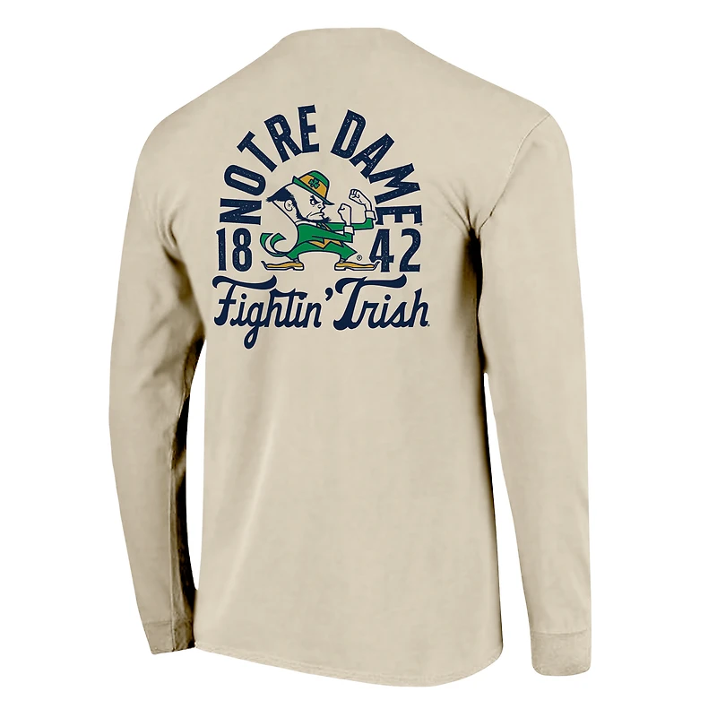 T-shirt à manches longues pour homme, motif mascotte des Fighting Irish de Notre Dame, couleurs naturelles et confortables