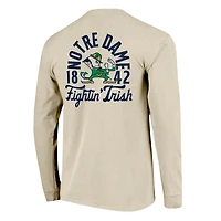T-shirt à manches longues pour homme, motif mascotte des Fighting Irish de Notre Dame, couleurs naturelles et confortables