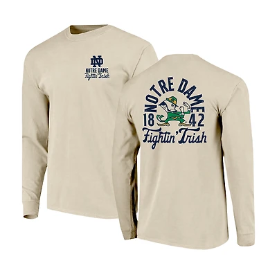 T-shirt à manches longues pour homme, motif mascotte des Fighting Irish de Notre Dame, couleurs naturelles et confortables