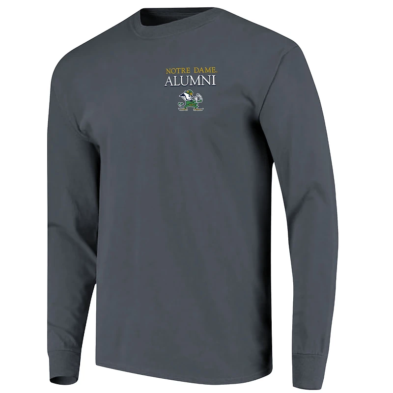 T-shirt à manches longues pour homme, bleu marine, avec sceau circulaire des anciens élèves de Notre Dame Fighting Irish