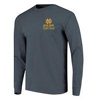 T-shirt à manches longues bleu marine pour homme avec motif mascotte des Fighting Irish de Notre Dame