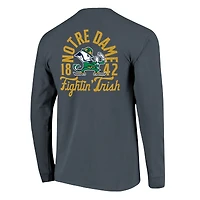 T-shirt à manches longues bleu marine pour homme avec motif mascotte des Fighting Irish de Notre Dame
