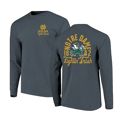 T-shirt à manches longues bleu marine pour homme avec motif mascotte des Fighting Irish de Notre Dame