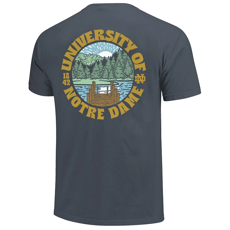 T-shirt bleu marine pour homme, motif paysage, doublure épaisse, couleurs confort, Notre Dame Fighting Irish