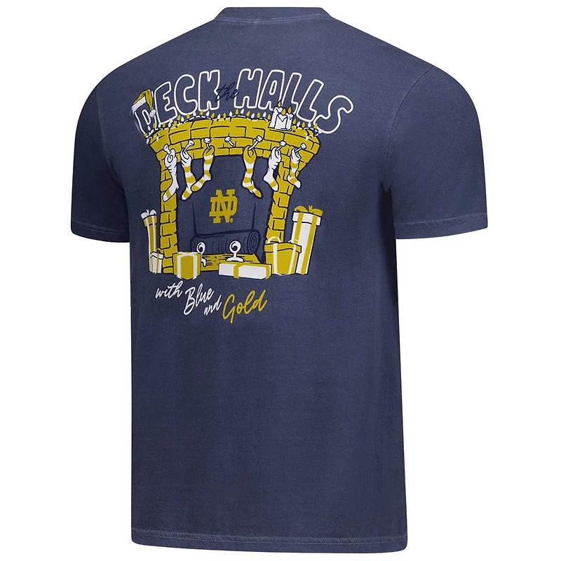Men's Navy Notre Dame Fighting Irish Deck the Halls Comfort Colors T-Shirt