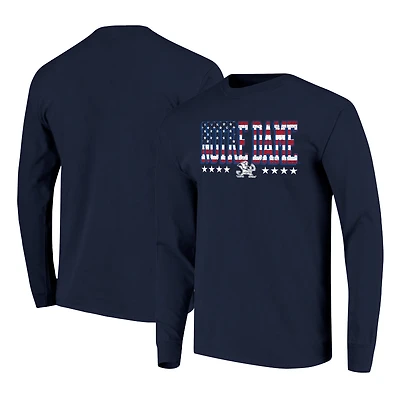 Men's Navy Notre Dame Fighting Irish Tall Type Flag Long Sleeve T-Shirt