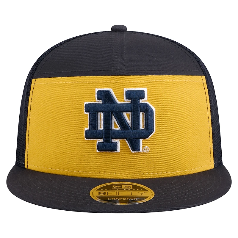 Men's New Era Black/Gold Notre Dame Fighting Irish Outdoor Wide Panel 9FIFTY Snapback Trucker Hat