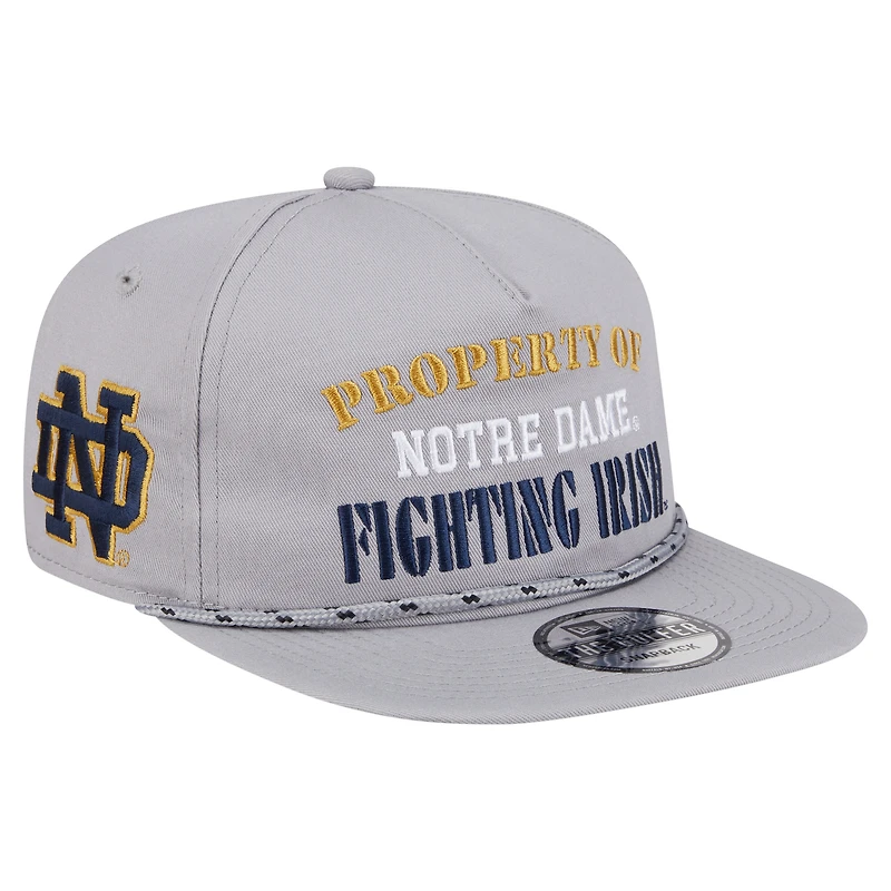 Casquette ajustable grise style golfeur Fighting Irish de Notre Dame pour homme de New Era