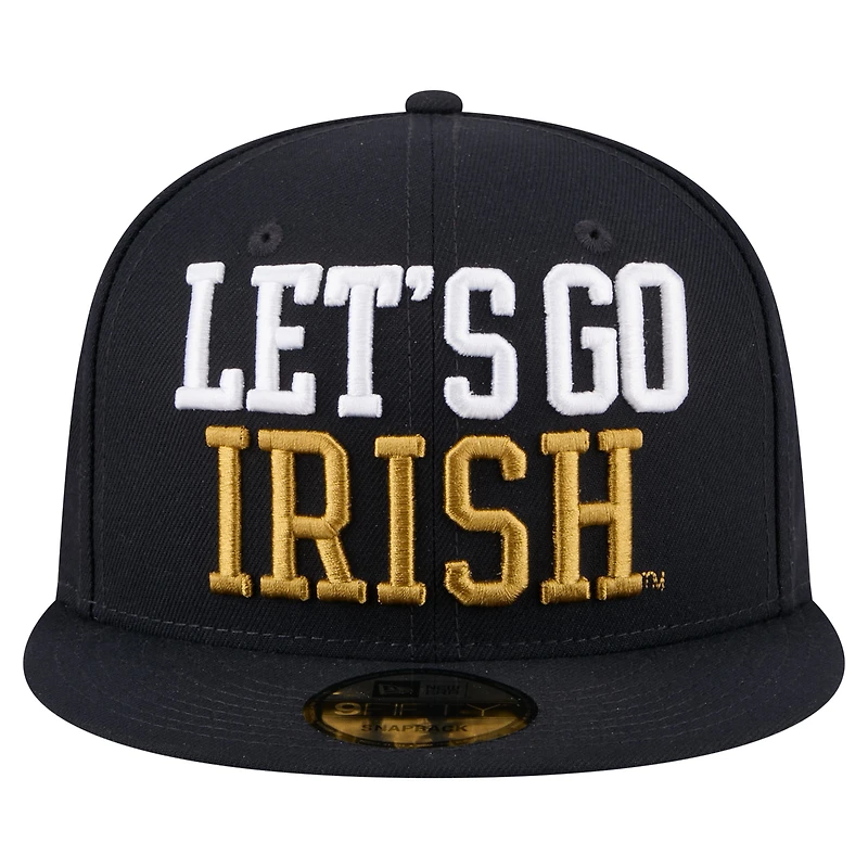 Casquette snapback New Era bleu marine Notre Dame Fighting Irish Go Team 9FIFTY pour homme