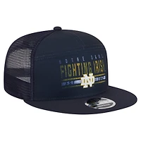 Men's New Era Navy Notre Dame Fighting Irish Split Panel 9FIFTY Snapback Trucker Hat