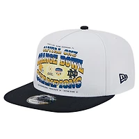 Men's New Era White/Navy Notre Dame Fighting Irish Retro 2025 Orange Bowl Champions 9FIFTY A-Frame Snapback Hat