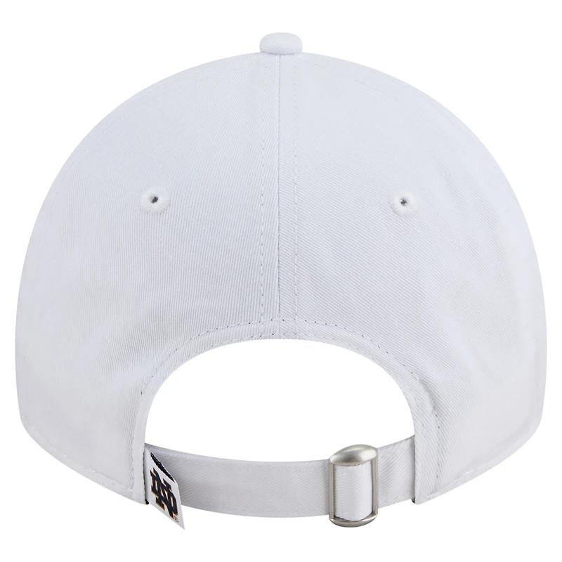 Casquette ajustable New Era blanche pour homme, motif supporter des Fighting Irish de Notre Dame, modèle 9TWENTY