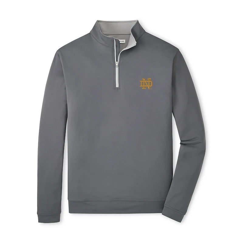 Sweat-shirt à col zippé Peter Millar Gray Notre Dame Fighting Irish Perth pour homme