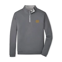 Sweat-shirt à col zippé Peter Millar Gray Notre Dame Fighting Irish Perth pour homme