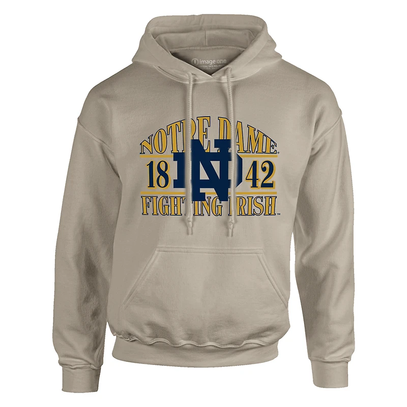 Men's  Tan Notre Dame Fighting Irish Upper Arch Letters Pullover Hoodie