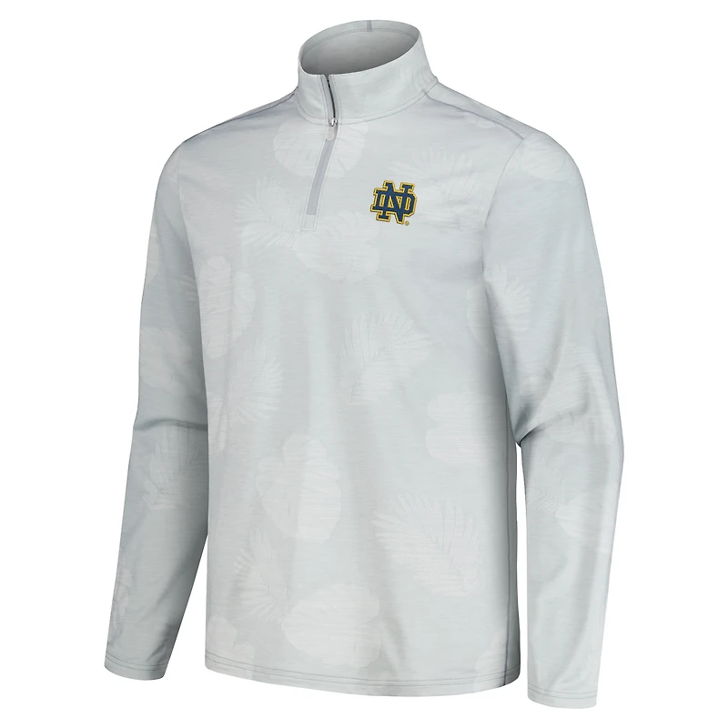 Men's Tommy Bahama Gray Notre Dame Fighting Irish Delray Frond IslandZone Half-Zip Jacket