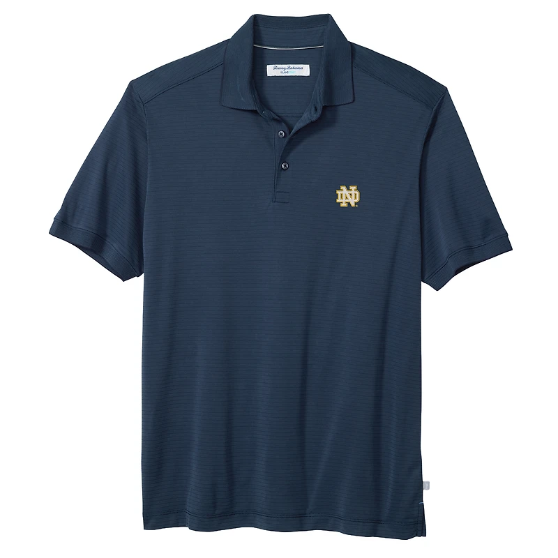 Men's Tommy Bahama Navy Notre Dame Fighting Irish IslandZone Bay Stripe Polo