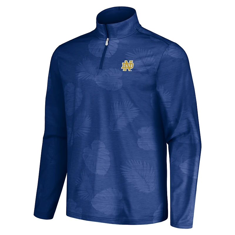 Veste demi-zippée Tommy Bahama Navy Notre Dame Fighting Irish Sport Delray Frond pour homme