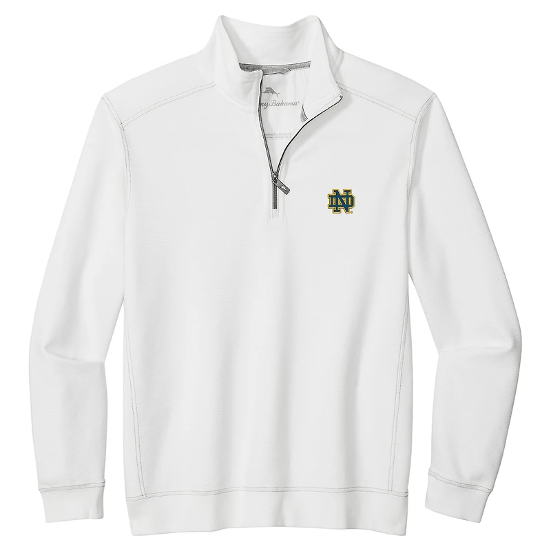 Veste Tommy Bahama blanche pour homme, modèle Notre Dame Fighting Irish Montego Bay, demi-zippée