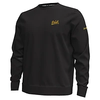 Sweat-shirt en polaire Under Armour noir pour homme, modèle Fighting Irish de Notre Dame, mélange trois matières métallisées.
